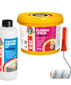 Dichtset Balkon Bad Abdichtung Flüssigfolie 4kg Dichtband Wasserdicht Set Farbroller 10cm Aussen Innen H205