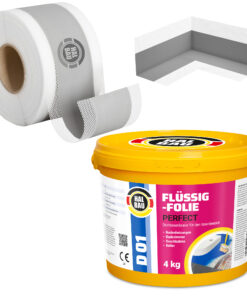 Dichtset Flüssigfolie 4Kg Dichtband 5m Innenecke Abdichtung Dusche Bad HALBAU H05