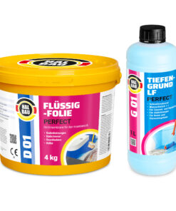 Dichtset Flüssigfolie 4Kg Dichtfolie Tiefengrund Abdichtung Dusche Bad Innen HALBAU H06