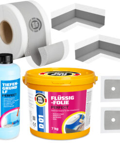 Dichtset Flüssigfolie 7Kg Dichtband Dichtecken Dichtmanschetten Tiefengrund H13