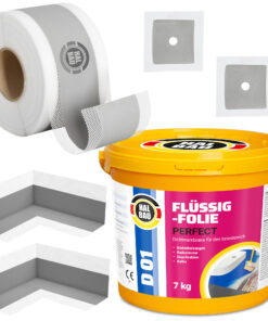 Dichtset Flüssigfolie 7Kg Dichtband 10m Dichtecken Manschetten Dusche Bad H16