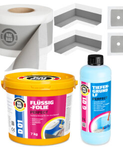 Dichtset Flüssigfolie Dichtband 10m Dichtecken Dichtmanschetten Tiefengrund H17
