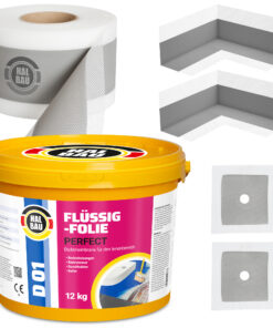 Dichtset Flüssigfolie 12Kg Dichtecken Dichtband 5m Abdichtung Dusche Bad H23