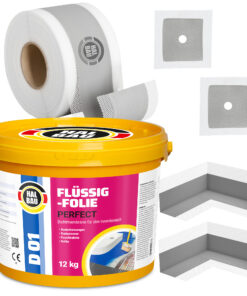 Dichtset Flüssigfolie 12Kg Dichtecken Dichtband 10m Abdichtung Dusche Bad H24