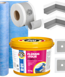 Dichtset für Dusche Bad Flüssigfolie 12kg Abdichtung Dichtbahn Dichtband SET H26