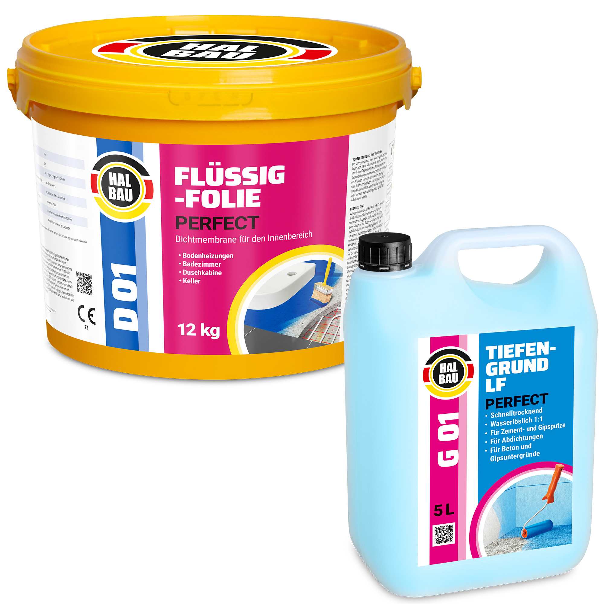 Dichtset Flüssigfolie 12Kg Dichtfolie Tiefengrund 5L Dusche Bad Innen H27