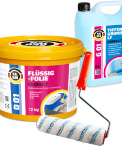 Flüssigfolie 12Kg Dichtfolie Tiefengrund 5L Dusche Bad Küche Farbroller 25cm H28