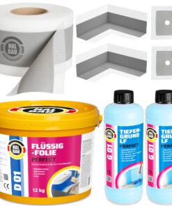 Dichtset Flüssigfolie 12kg Dichtband 10m Dichtecken Manschetten Tiefengrund SET H29