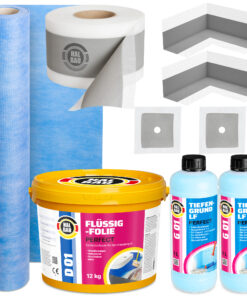 Dichtset Flüssigfolie 12kg Dichtband Ecken Manschetten Dichtbahn Tiefgrund H35