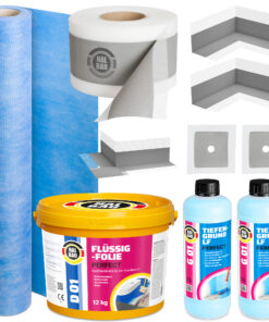 Dichtset Flüssigfolie 12kg Dichtband Ecken Manschetten Dichtbahn Tiefgrund H36