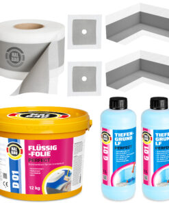 Dichtset Dusche Bad Abdichtung Flüssigfolie 12kg Tiefengrund Dichtband SET H37