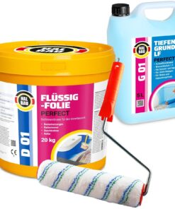 Flüssigfolie 20Kg Dichtfolie Tiefengrund Dusche Bad Küche +Farbroller 25cm SET H444