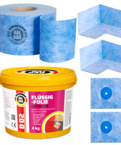 Dichtset Balkon Bad Abdichtung Flüssigfolie 4kg Dichtband Set Aussen Innen H302