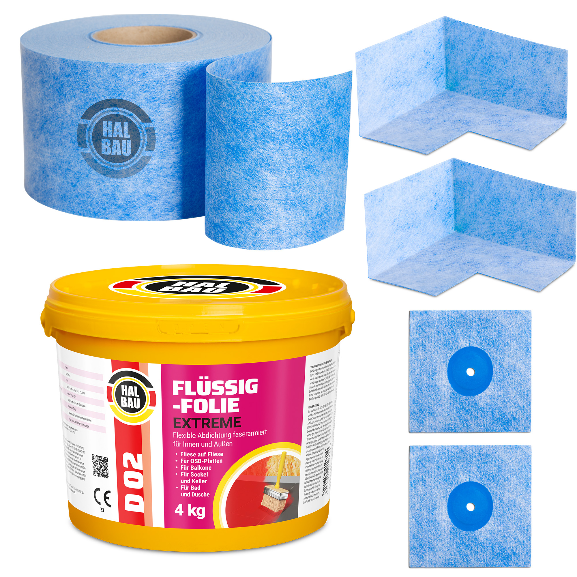 Dichtset Balkon Bad Abdichtung Flüssigfolie 4kg Dichtband Set Aussen Innen H302