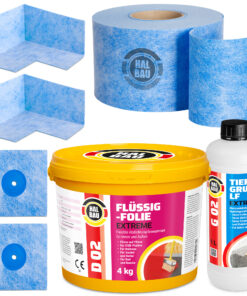 Dichtset Balkon Bad Abdichtung Flüssigfolie 4kg Dichtband Set Aussen Innen H303