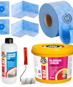 Dichtset Balkon Bad Abdichtung Flüssigfolie 4kg Dichtband Set Aussen Innen H304
