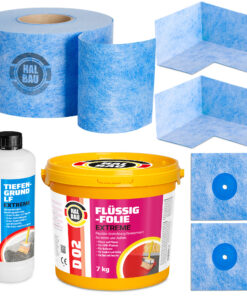Dichtset Balkon Bad Abdichtung Flüssigfolie 7kg Dichtband Set Aussen Innen SET H308