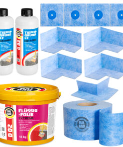 Dichtset Balkon Bad Abdichtung Flüssigfolie 12kg Dichtband Wasserdicht Set Aussen Innen H321