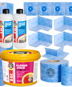 Dichtset Balkon Bad Abdichtung Flüssigfolie 12kg Dichtband Wasserdicht Set Aussen Innen H322