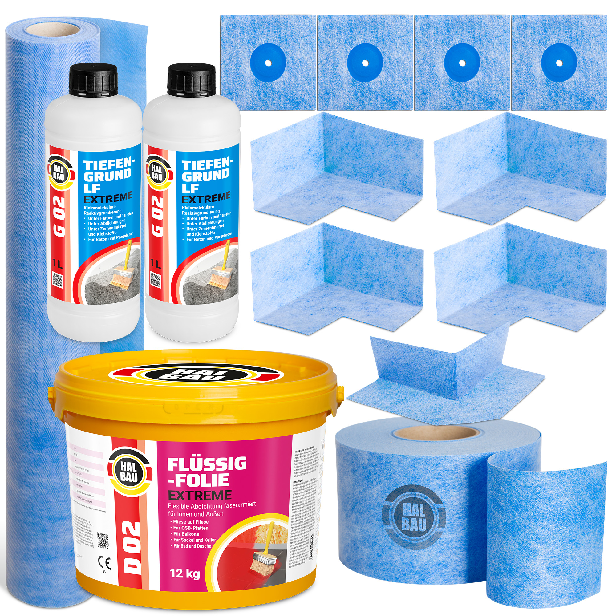 Dichtset Balkon Bad Abdichtung Flüssigfolie 12kg Dichtband Wasserdicht Set Aussen Innen H322