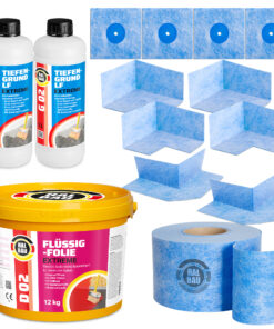 Dichtset Balkon Bad Abdichtung Flüssigfolie 12kg Dichtband Wasserdicht Set Aussen Innen H323