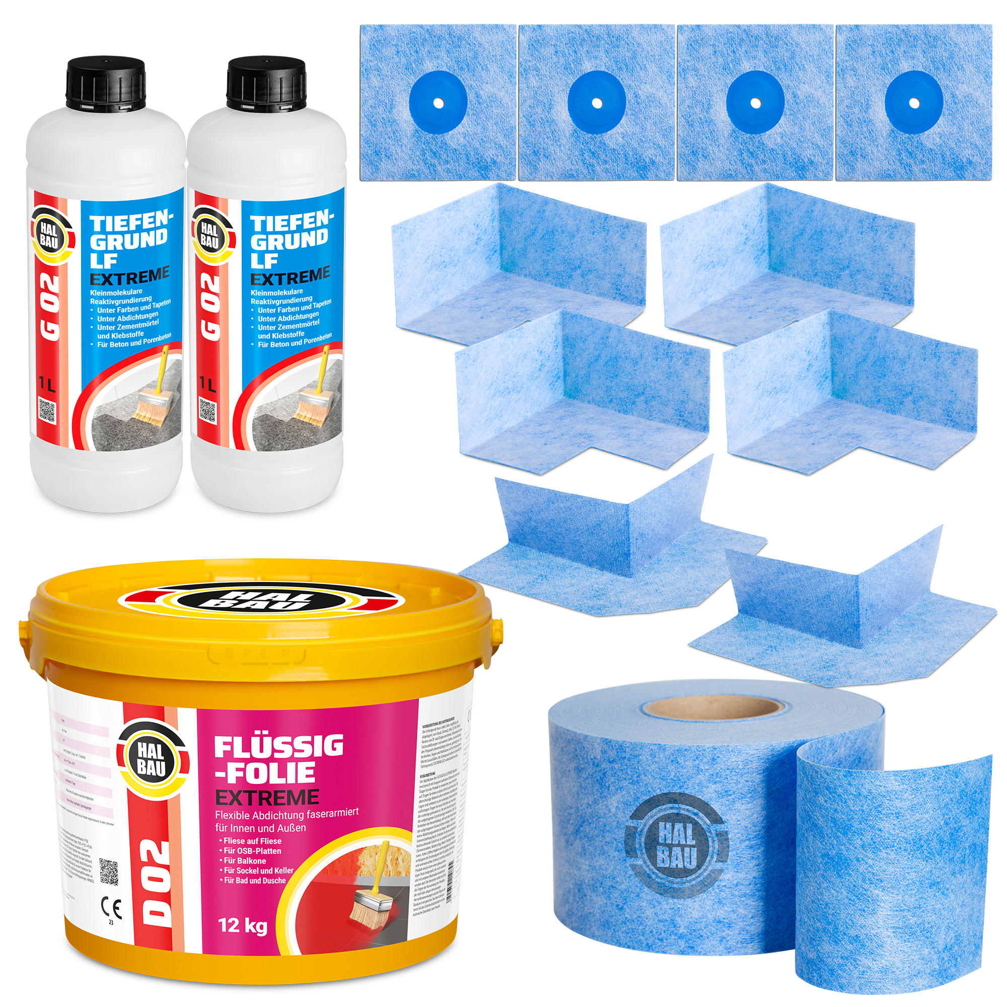 Dichtset Balkon Bad Abdichtung Flüssigfolie 12kg Dichtband Wasserdicht Set Aussen Innen H323