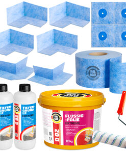 Dichtset Balkon Bad Abdichtung Flüssigfolie 12kg Dichtband Wasserdicht Set Aussen Innen H324