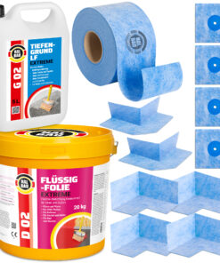 Dichtset Balkon Bad Abdichtung Flüssigfolie 20kg Dichtband Wasserdicht Set Aussen Innen H326