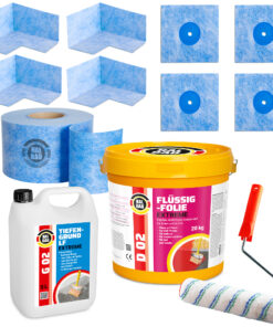 Dichtset Balkon Bad Abdichtung Flüssigfolie 20kg Dichtband Wasserdicht Set Aussen Innen H328