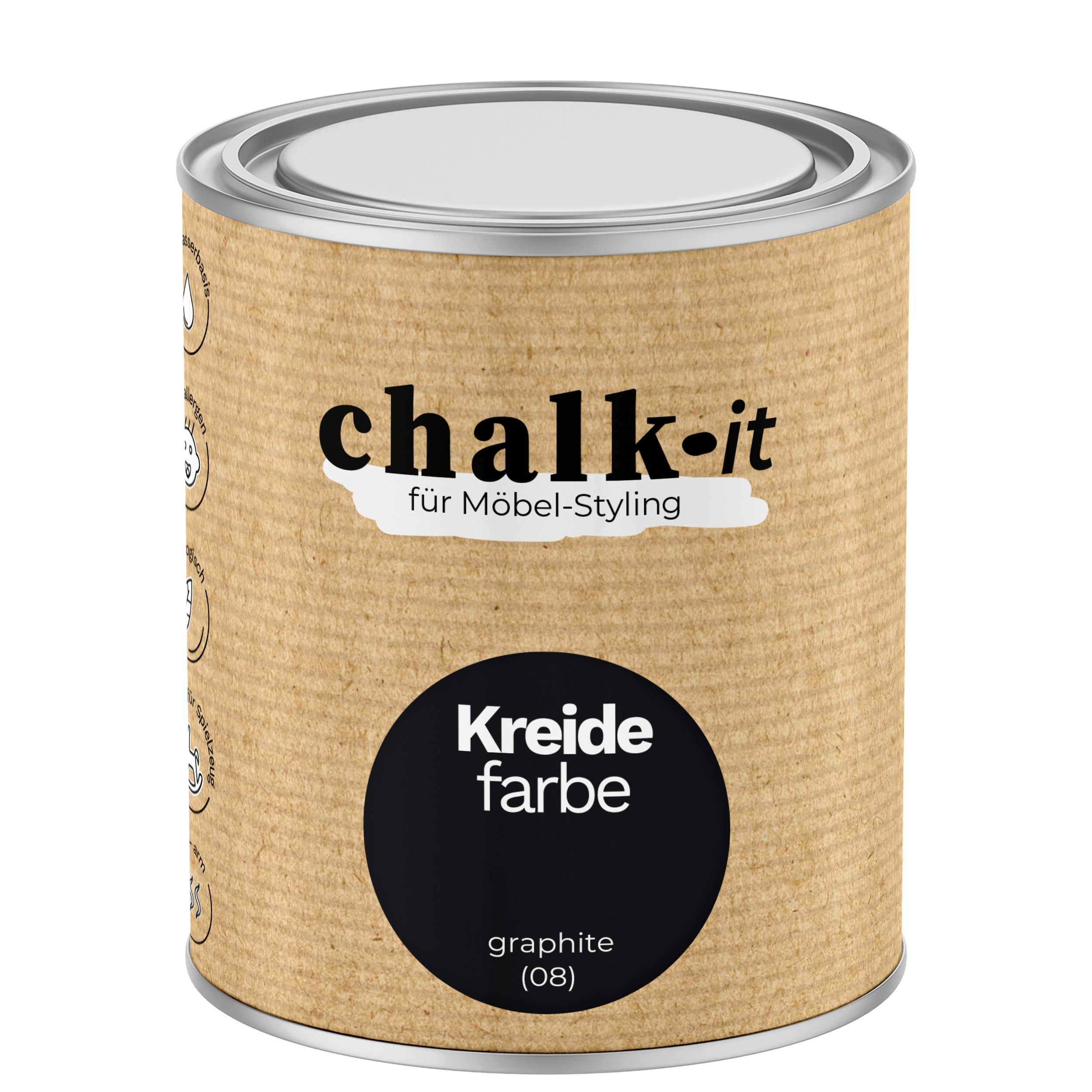 Kreidefarbe Chalk-it (08) Graphite 0,75L Shaby Chic Möbel Holzlack Natur Vintage Möbellack