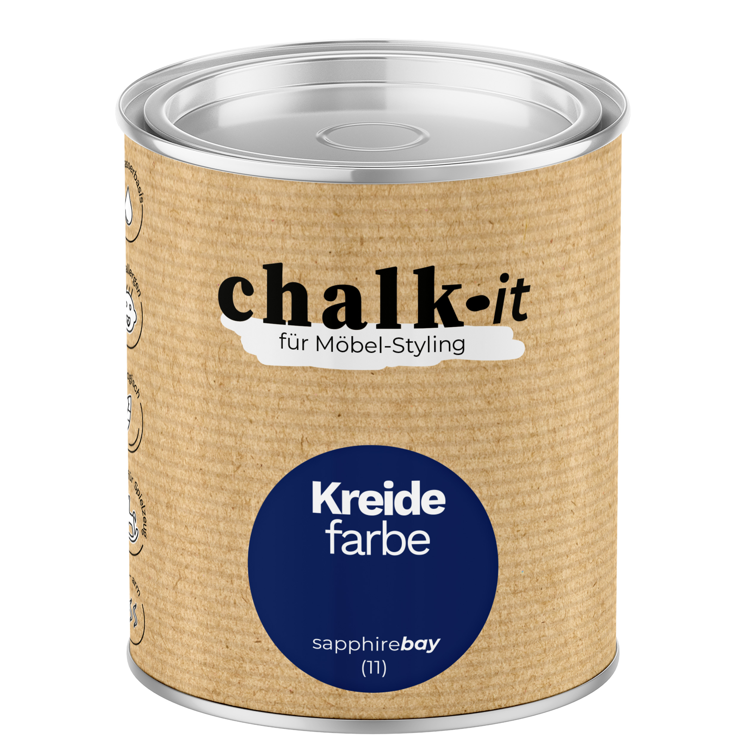 Kreidefarbe Chalk-it (11) Sapphire Bay 0,125L Shaby Chic Möbel Holzlack Natur Vintage Möbellack