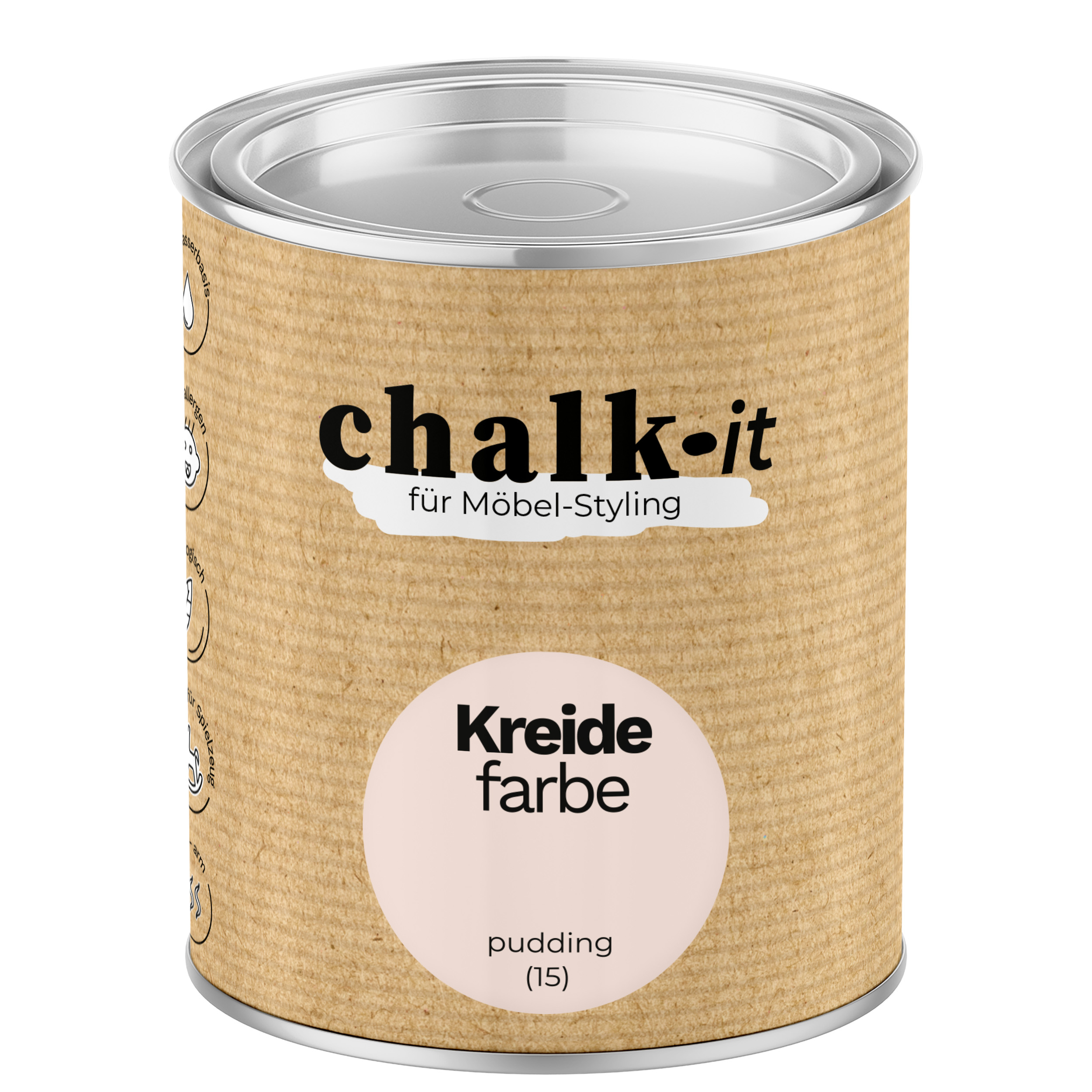 Kreidefarbe Chalk-it (15) Pudding 0,125L Shaby Chic Möbel Holzlack Natur Vintage Möbellack