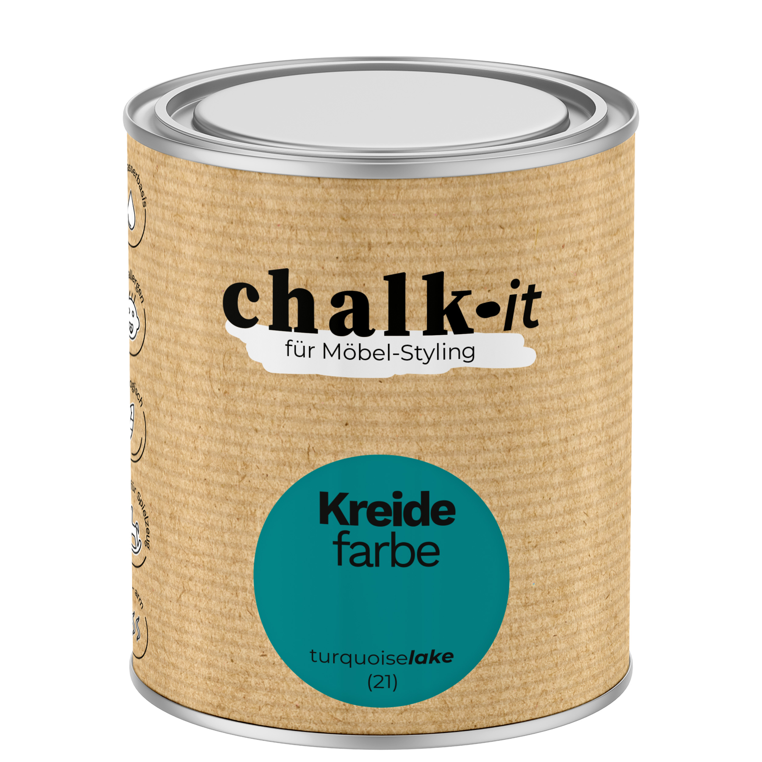 Kreidefarbe Chalk-it (21) Turquoise Lake 0,75L Shaby Chic Möbel Holzlack Natur Vintage Möbellack