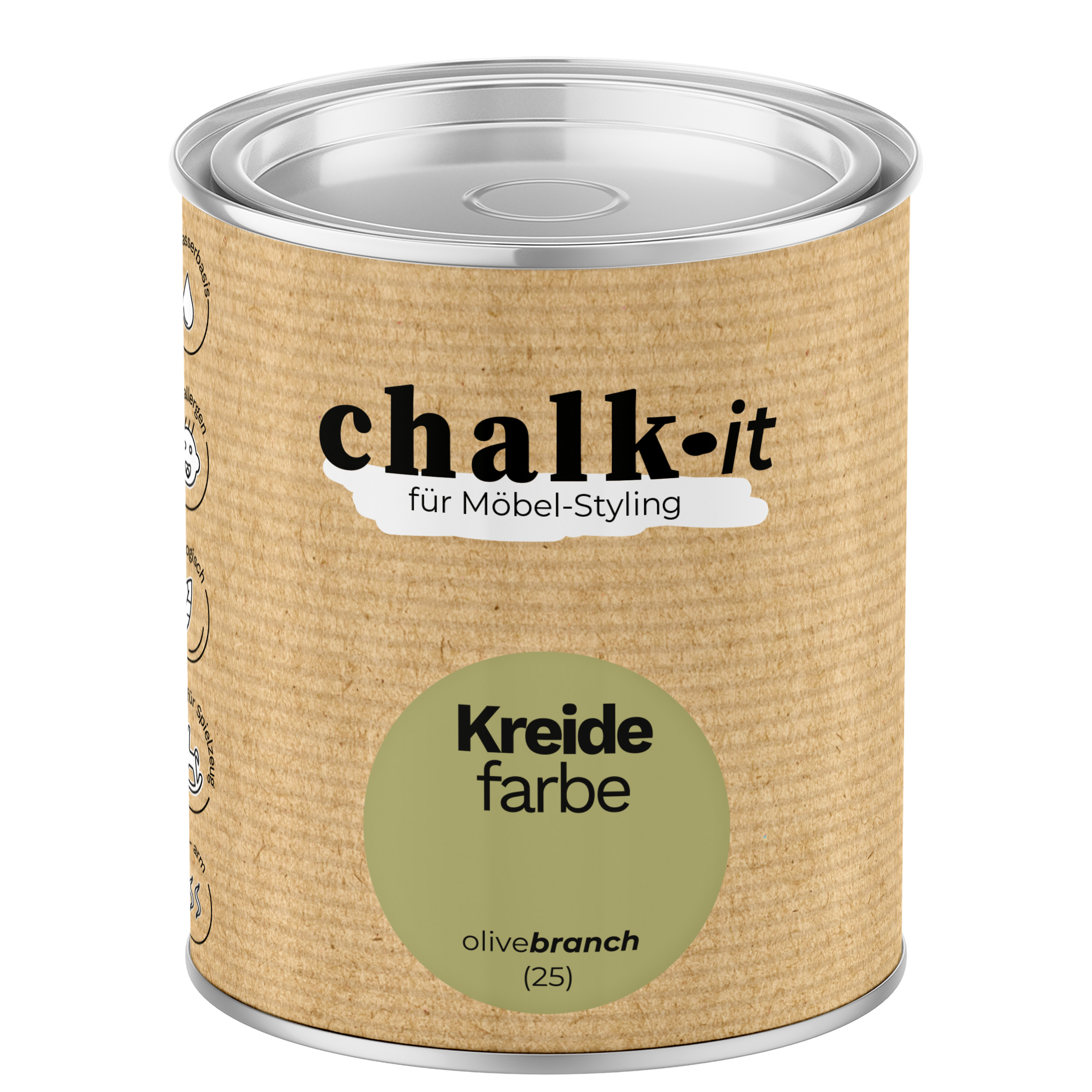 Kreidefarbe Chalk-it (25) Olive Branch 0,125L Shaby Chic Möbel Holzlack Natur Vintage Möbellack