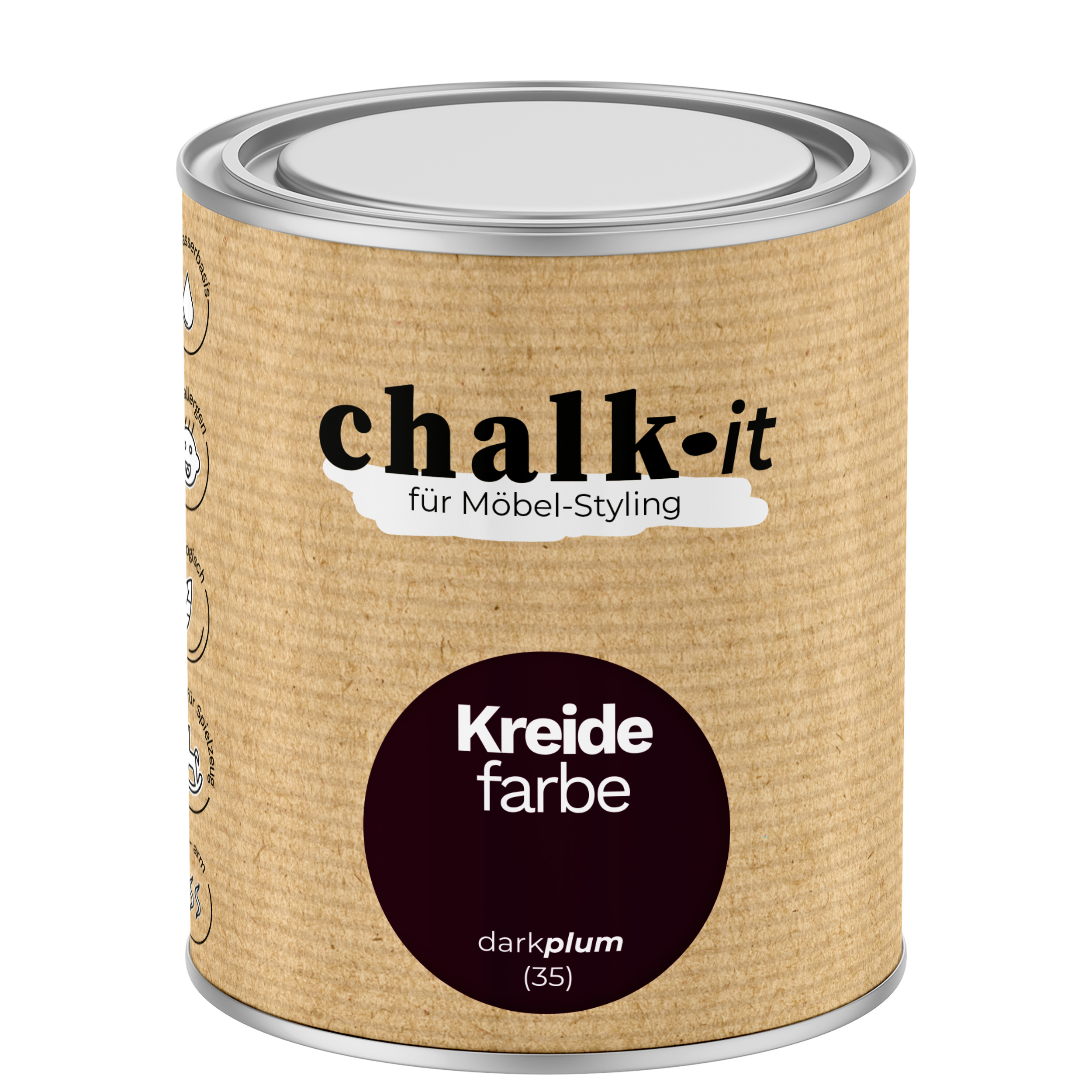 Kreidefarbe Chalk-it (35) Dark Plum 0,75L Shaby Chic Möbel Holzlack Natur Vintage Möbellack