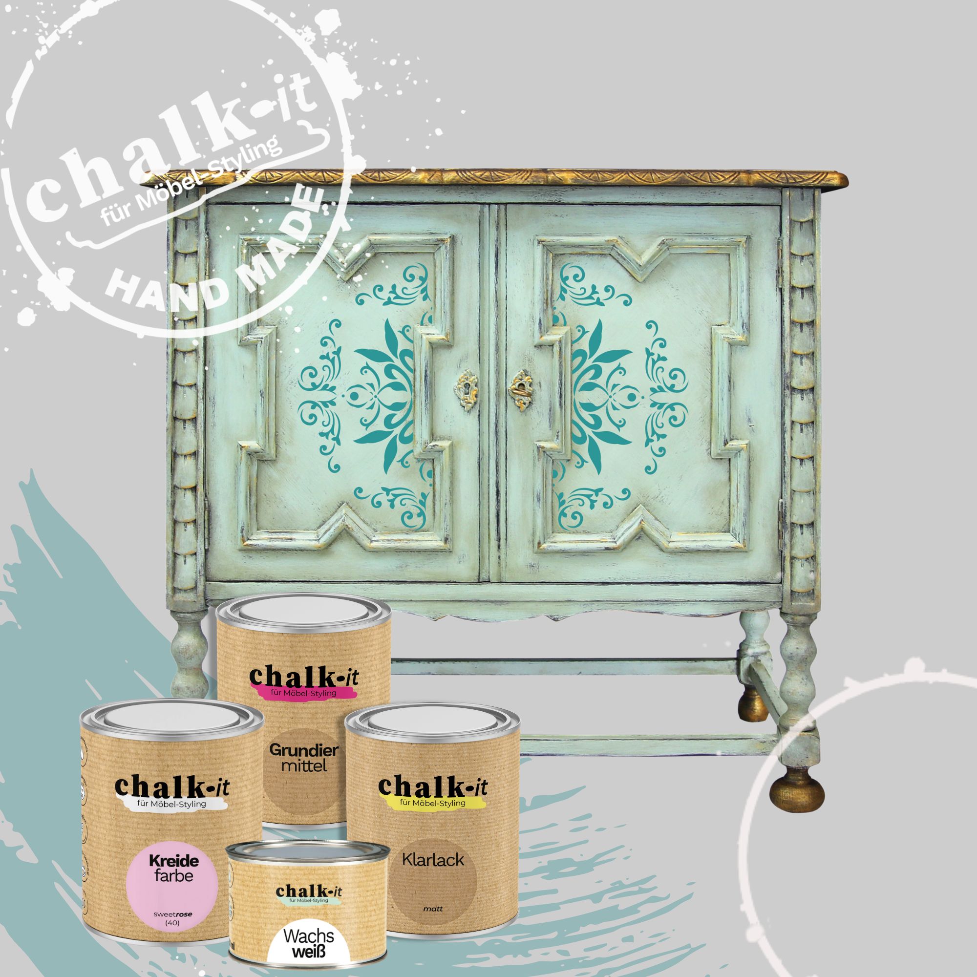 Dekorschablone Chalk-it Schablone Malerschablone Möbel Holz Kreiderfarbe Symmetric 701 – Bild 11