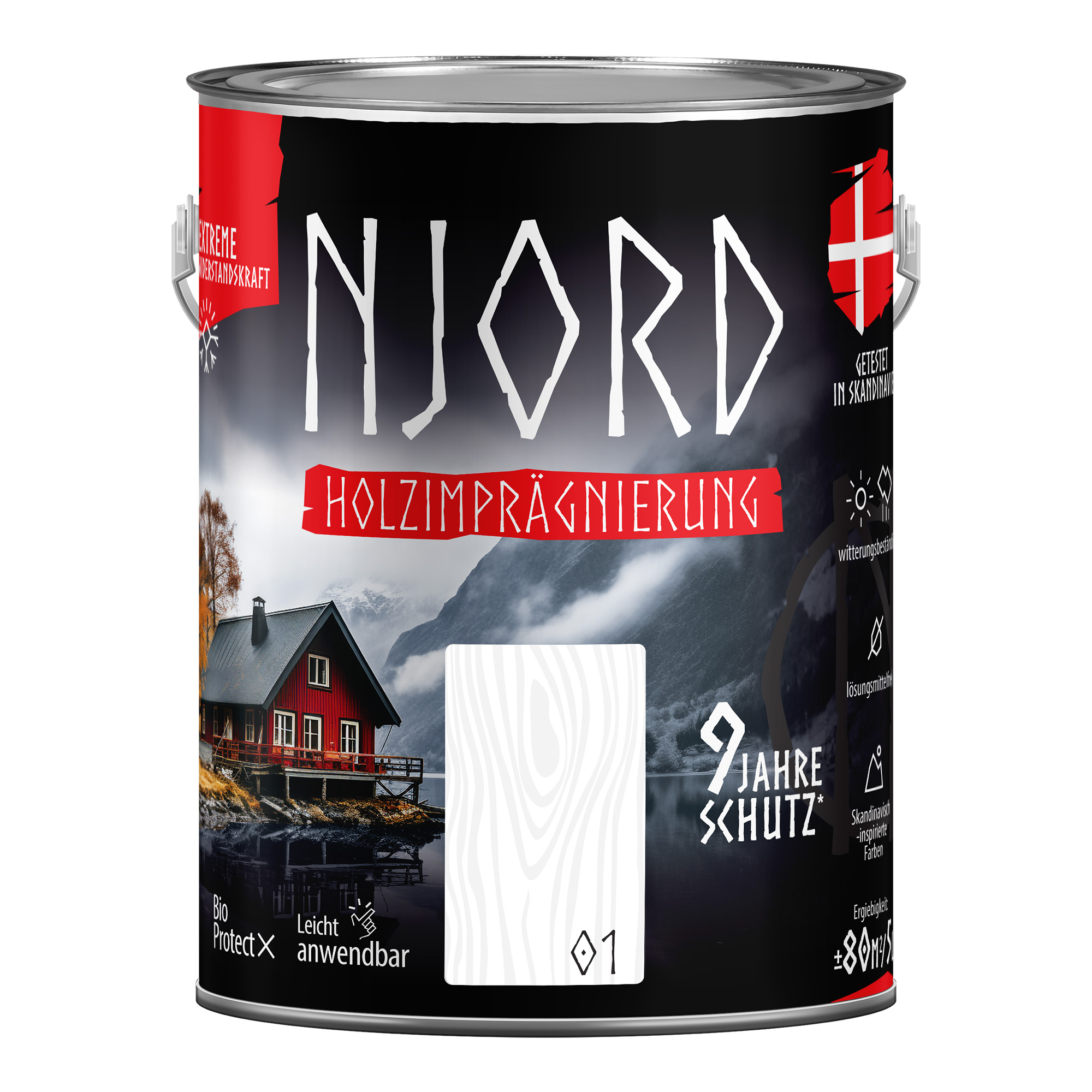 Holzschutz Holzimprägnierung (01) Nordschnee 5L Wetterfest Holzlack Schutzlack bis zu 9 Jahre Schutz Njord