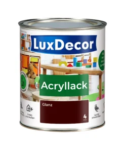 LuxDecor Acryllack 750ml Glänzend Holzlack (04) Heiße Schokolade Spielzeug Metall Möbel Weißlack