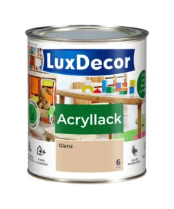 LuxDecor Acryllack 750ml Glänzend Holzlack (06) Sandsturm Spielzeug Metall Möbel Weißlack