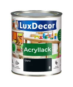 LuxDecor Acryllack 750ml Glänzend Holzlack (08) Schwarzer Diamant Spielzeug Metall Möbel Weißlack