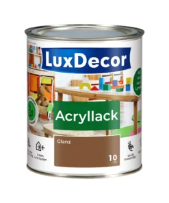 LuxDecor Acryllack 750ml Glänzend Holzlack (10) Haselnusswald Spielzeug Metall Möbel Weißlack