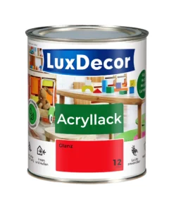 LuxDecor Acryllack 750ml Glänzend Holzlack (12) Rote Perlen Spielzeug Metall Möbel Weißlack