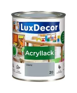 LuxDecor Acryllack 750ml Glänzend Holzlack (20) Morgennebel Spielzeug Metall Möbel Weißlack