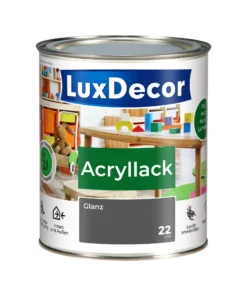 LuxDecor Acryllack 750ml Glänzend Holzlack (22) Stille Dämmerung Spielzeug Metall Möbel Weißlack