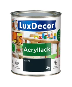 LuxDecor Acryllack 750ml Glänzend Holzlack (24) Gehärteter Stahl Spielzeug Metall Möbel Weißlack
