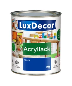 LuxDecor Acryllack 750ml Glänzend Holzlack (29) Saphirfarbene Blumen Spielzeug Metall Möbel Weißlack