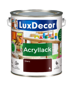 LuxDecor Acryllack 2,2L Glänzend Holzlack (04) Heiße Schokolade Spielzeug Metall Möbel Weißlack