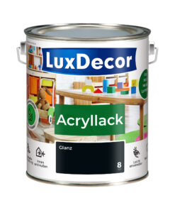LuxDecor Acryllack 2,2L Glänzend Holzlack (08) Schwarzer Diamant Spielzeug Metall Möbel Weißlack