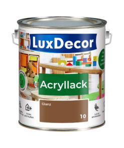 LuxDecor Acryllack 2,2L Glänzend Holzlack (10) Haselnusswald Spielzeug Metall Möbel Weißlack