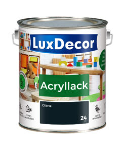 LuxDecor Acryllack 2,2L Glänzend Holzlack (24) Gehärteter Stahl Spielzeug Metall Möbel Weißlack